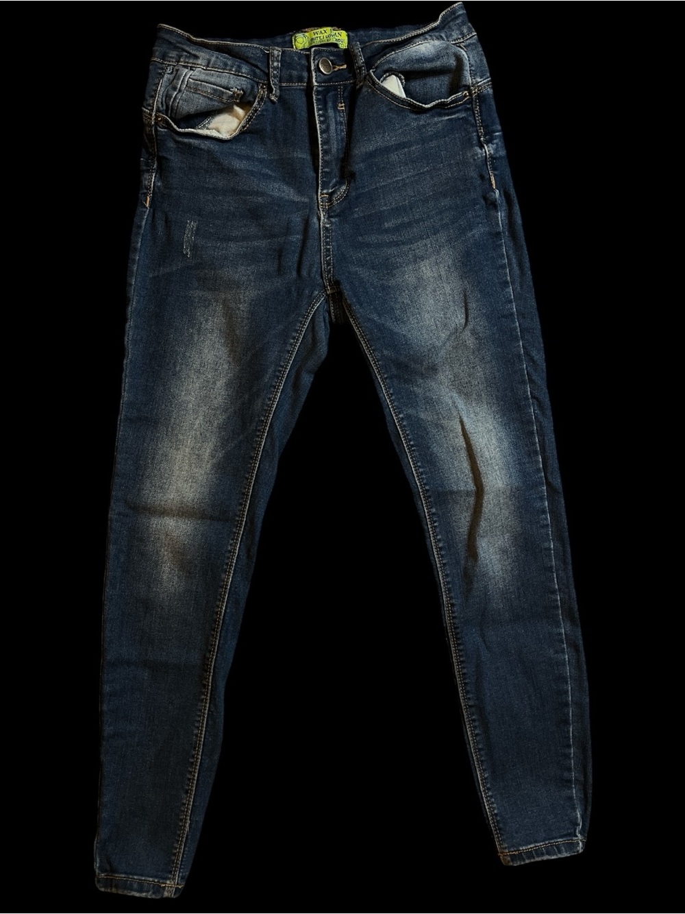 Wax Jean Men's Slim Straight Dark Blue Washed Jeans 25x35